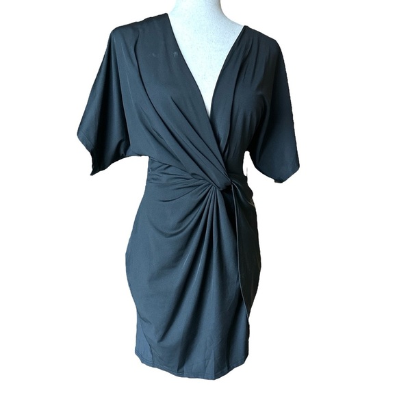 Slinky Little Black Mini Dress Coverup - Lightweight, Slip-On, Size L - Picture 1 of 7